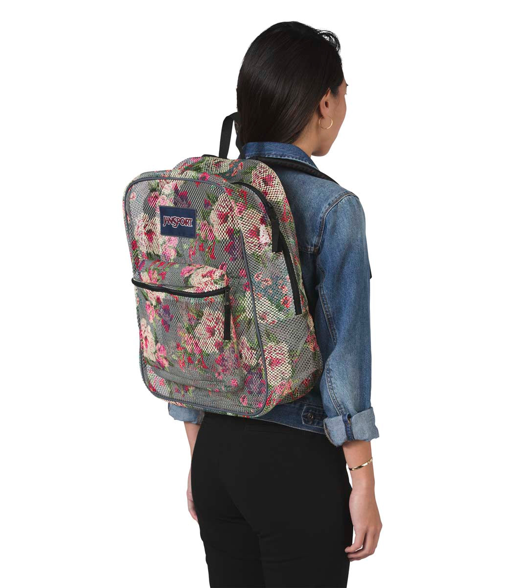 Mesh Pack Backpack in Grey Bouquet - Craze Fashion