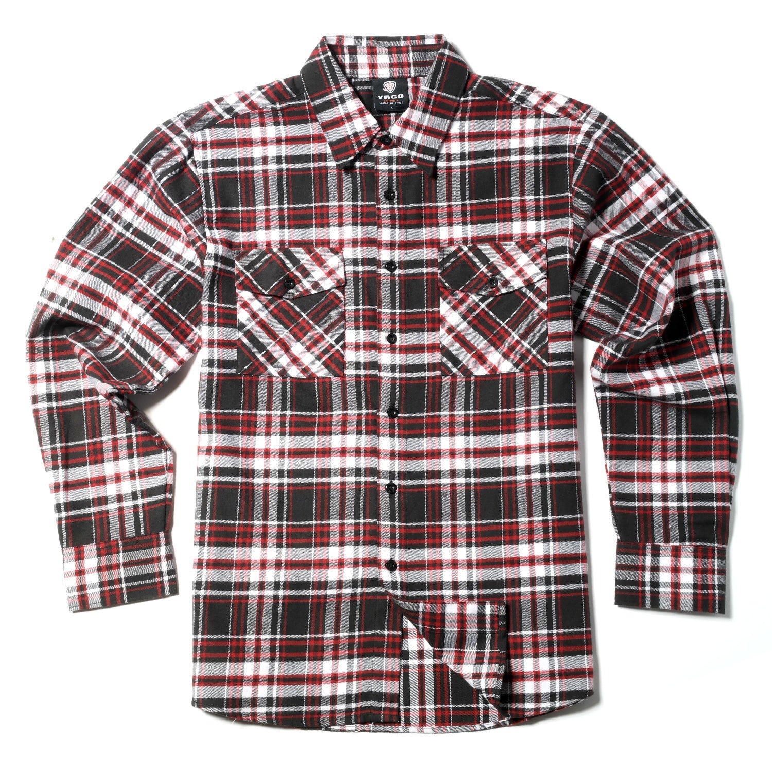 Yago Flannel Long Sleeve Shirt Red White Black Craze Fashion