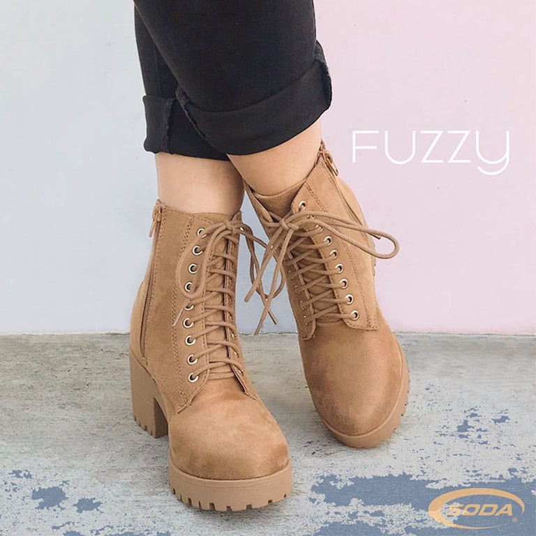 fuzzy combat boots