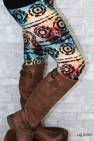 Brown boots with Desert Sunset leggings