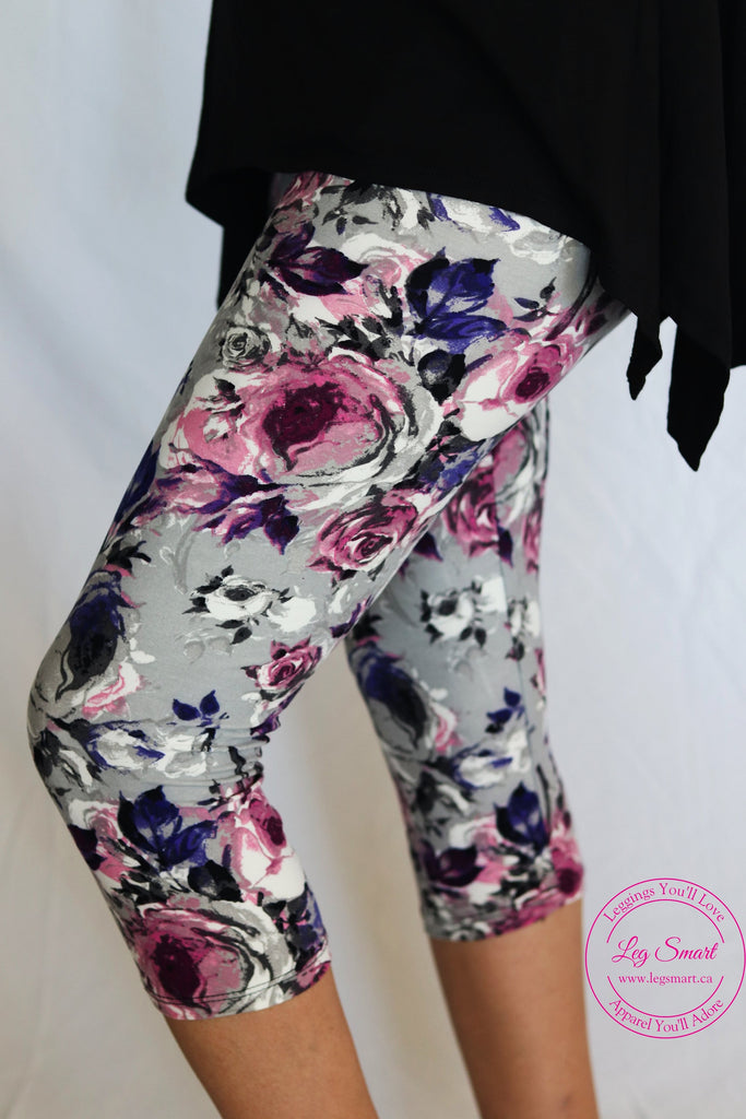 Women's High Rise Plant/Flower Printed Activewear Leggings - Floral Garden  Print, S