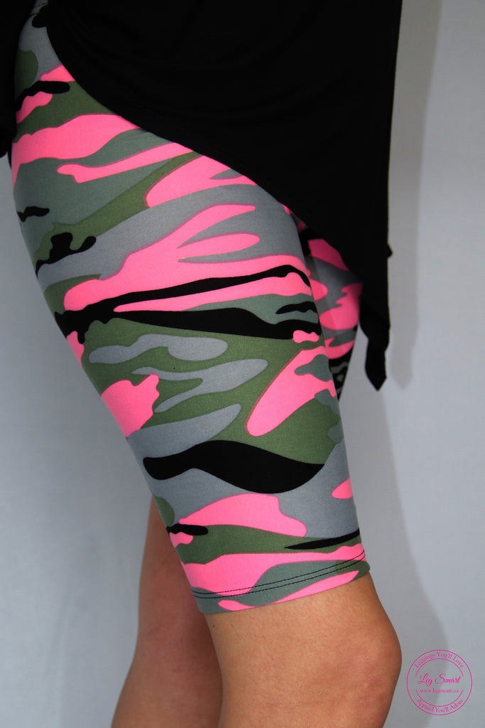 Yogalicious Lux Camo High Rise Bike Shorts In P594 Camo Marble Pink Combo