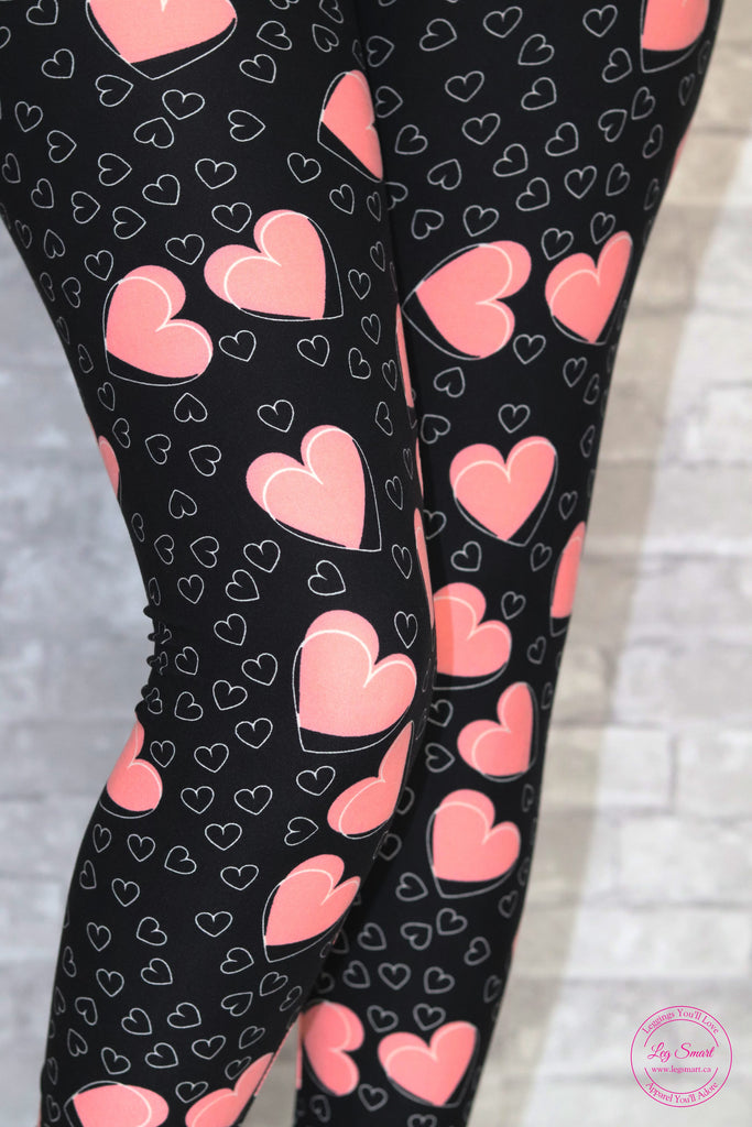 Valentines Day Hearts Pattern Red Pink Leggings