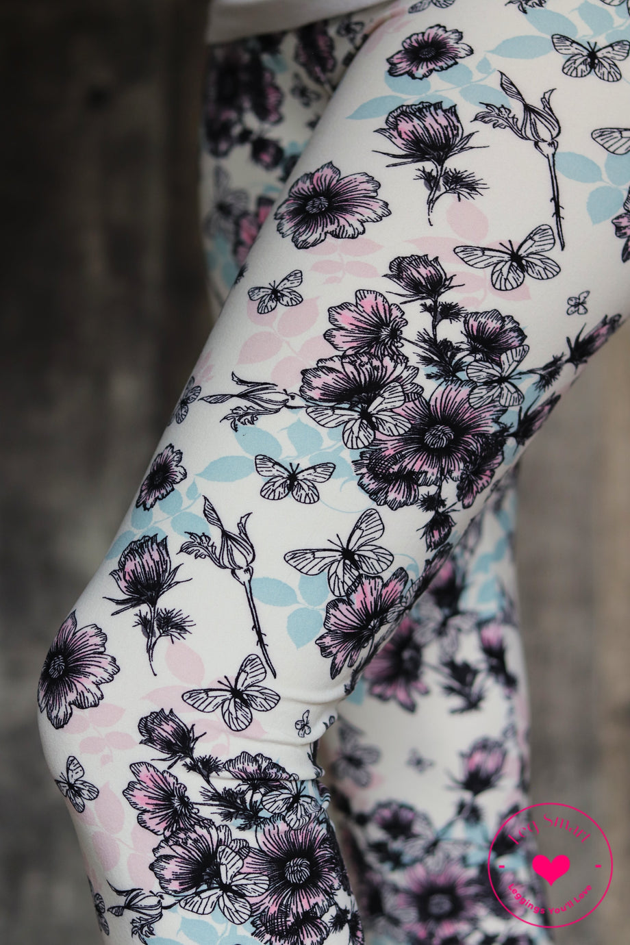 Butterfly Leggings, Flower Printed Pant, Cute Floral Legging