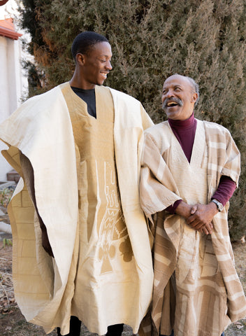Two Men wearing Beige Hausa BouBou Outfits