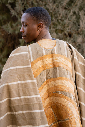 Hausa Beige Embroidered BouBou Shirt Nigeria