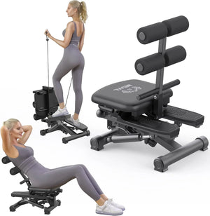 Stair Stepper for Exercise with Resistance Bands, AB Workout Machine for Home Gym - touringwellness