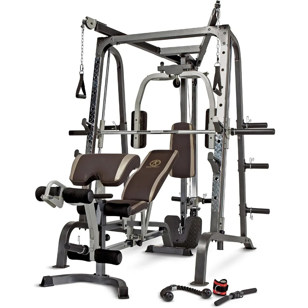 Cage Workout Machine Full Body Training Home Gym System with Leg Developer, Press Bar, PEC Deck, Cable Crossovers