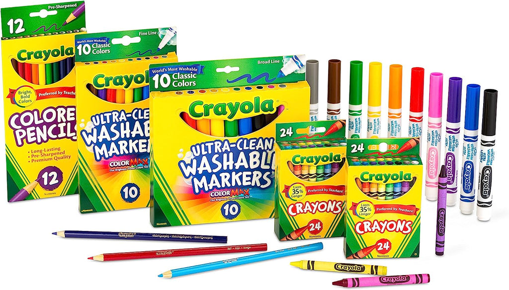 80 Pieces Crayola Set of Markers, Pencils, and Crayons