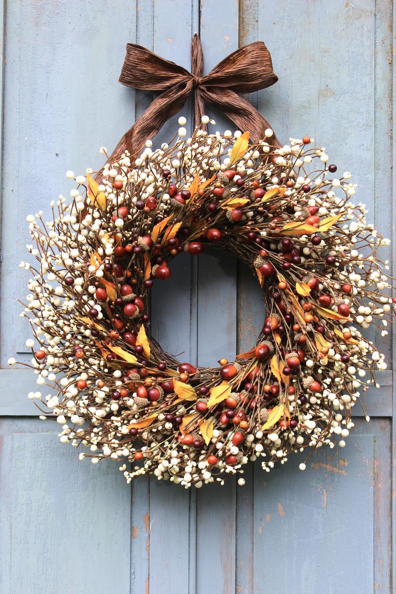 Fall Acorn Wreath - Acorn and Berry Wreath - Autumn Wreath - Fall Home Decor