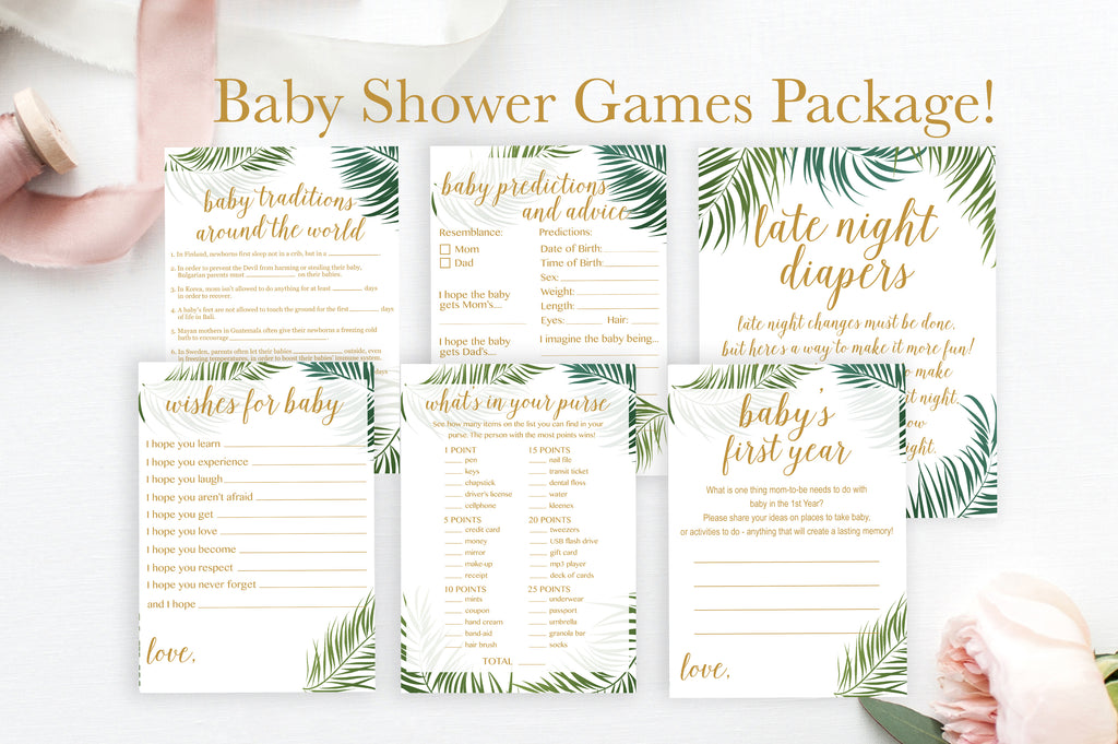 Tropical Baby Shower Games Package