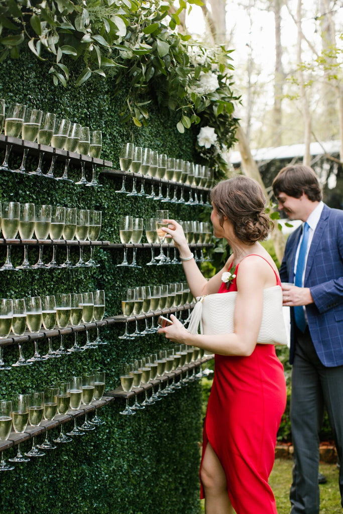Champagne Wall - Outdoor Wedding Reception Ideas - Pretty Collected