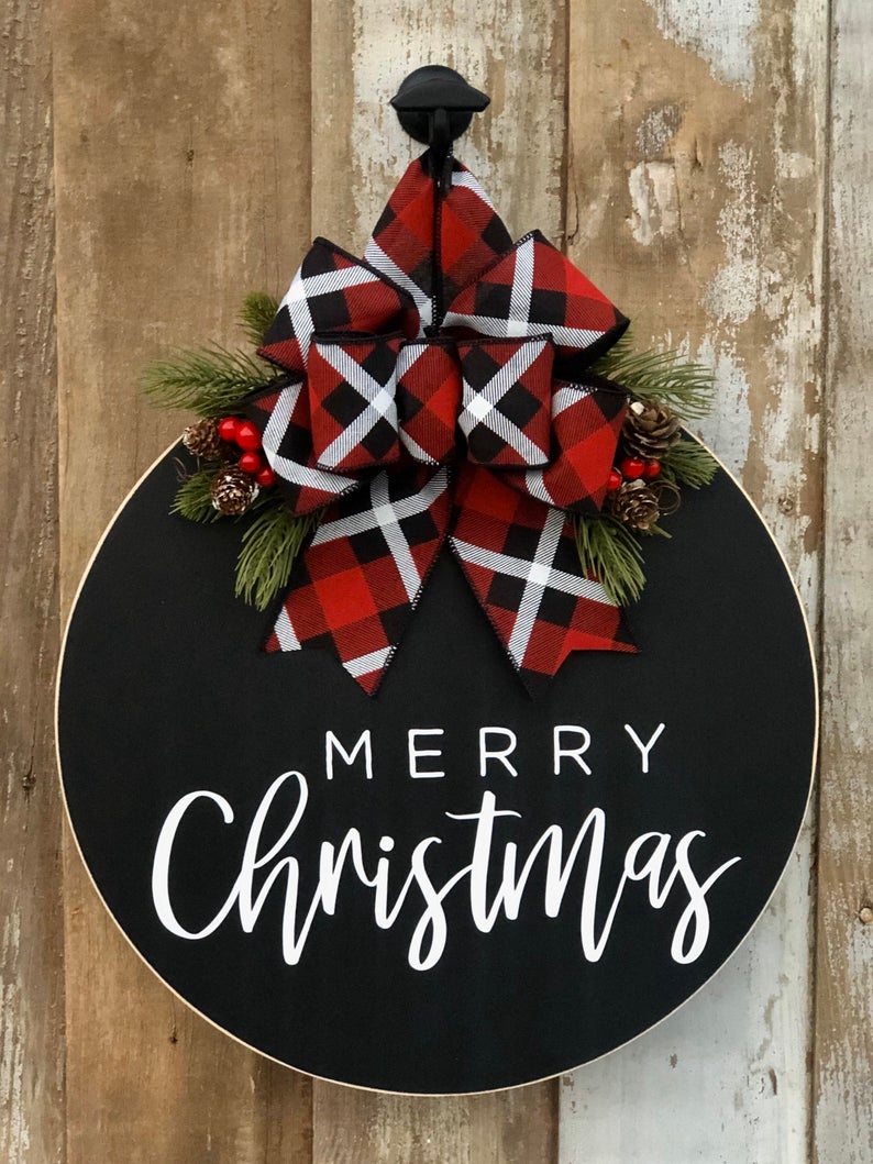 Christmas door hanger, Christmas wreath, neutral christmas decor, farmhouse christmas door hanger, farmhouse decor, christmas decor, gift