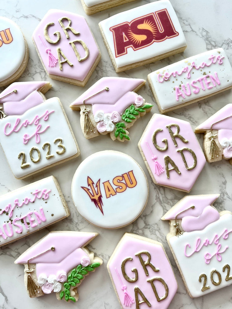 Custom Floral Graduation Cookies