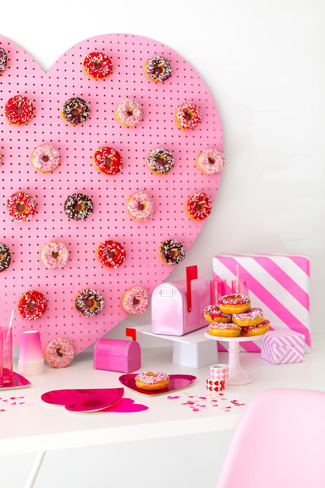 DIY Heart Donut Wall Pegboard for Valentine's Day
