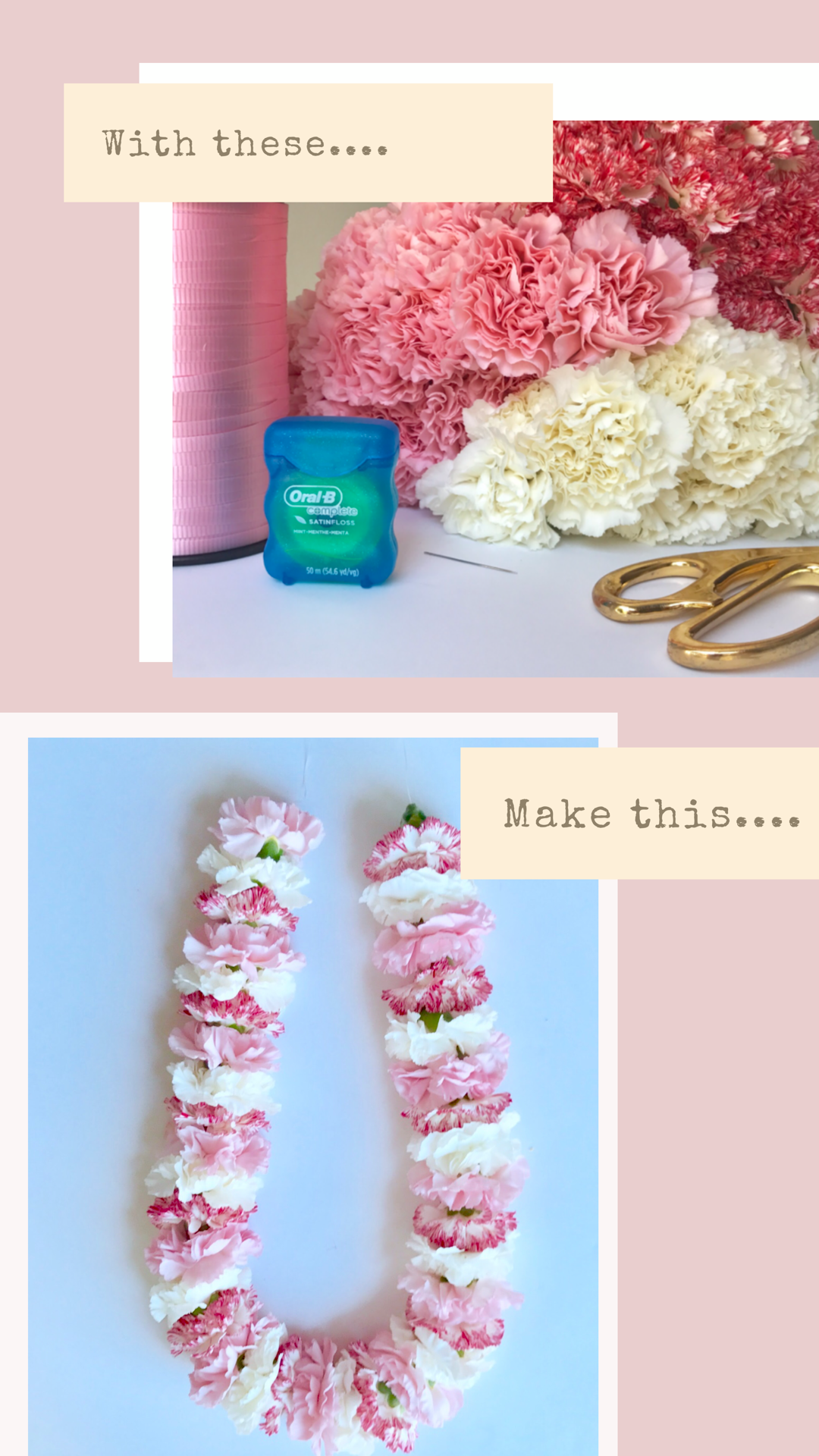 How to Make a Lei for Graduation - DIY Flower Lei - DIY Carnation Lei - Pretty Collected