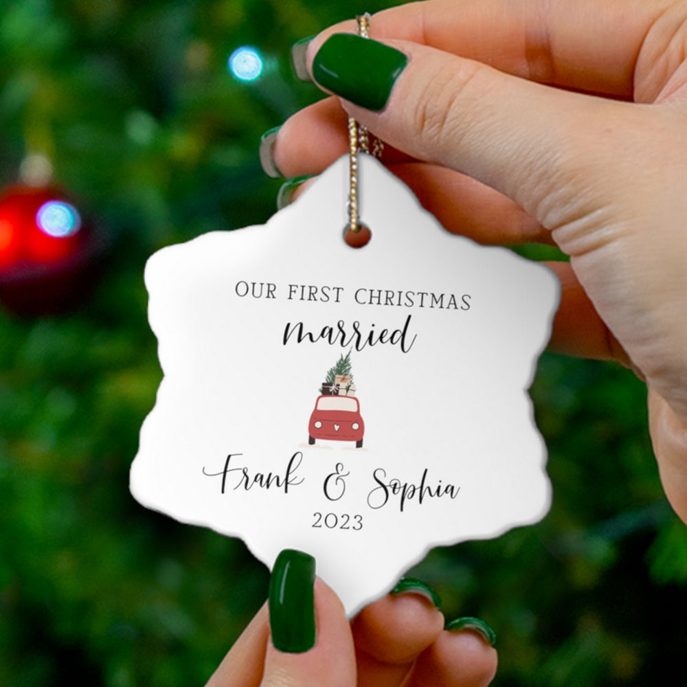 First Christmas Married Ornament - Farmhouse Ornament