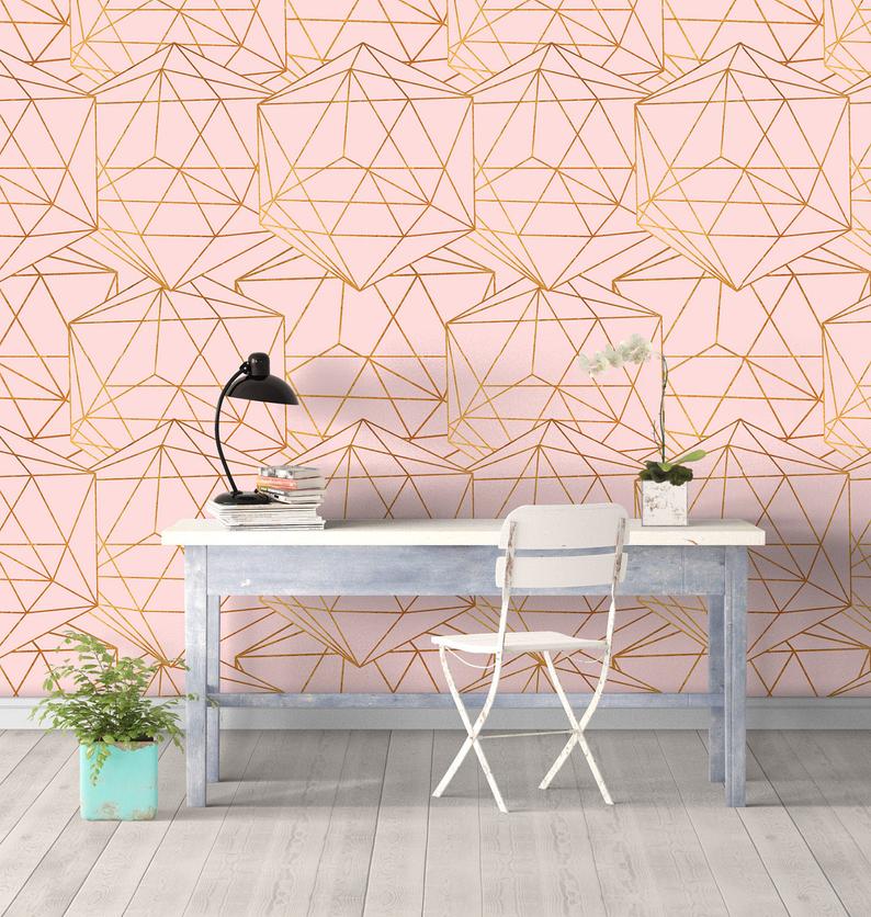 Geometric Glam Wall Covering Art Removable Self-Adhesive Wallpaper