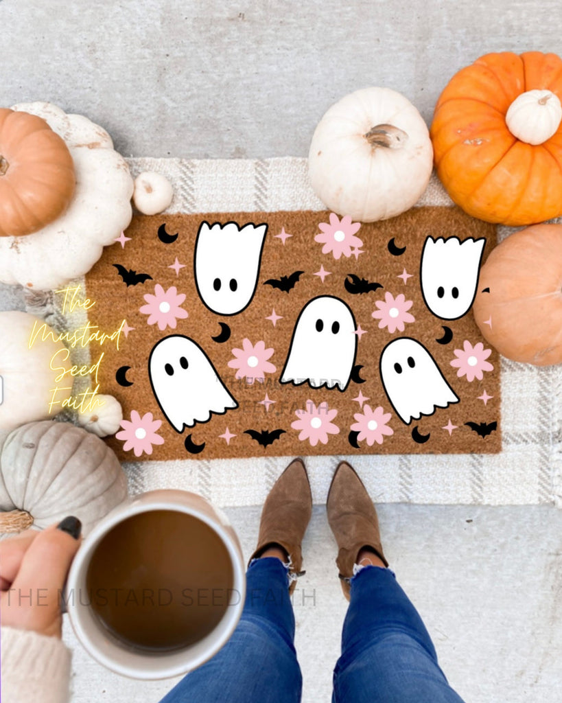 Retro Groovy Ghost Doormat - Halloween Doormats