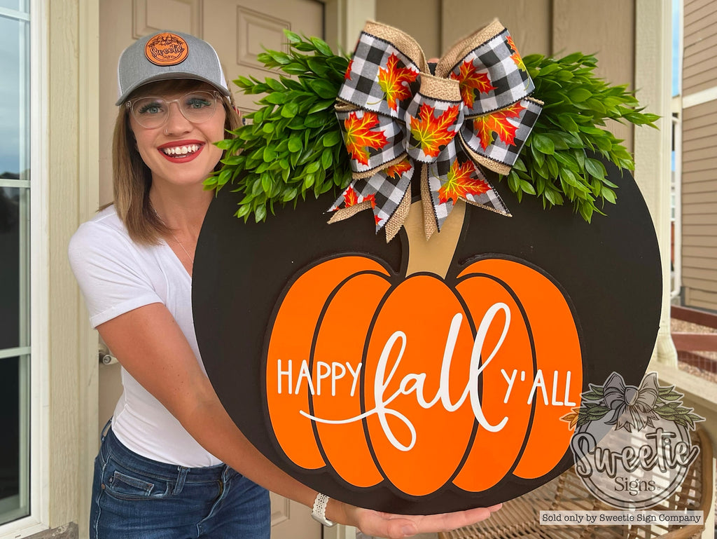 Happy Fall Y'All Door Hanger - Best Fall Wreaths