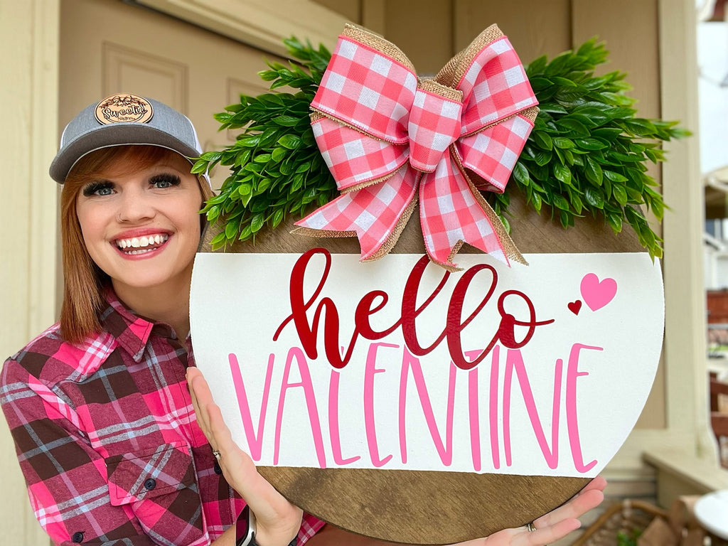 Hello Valentine Door Wreath - Valentine's Day Door Hanger