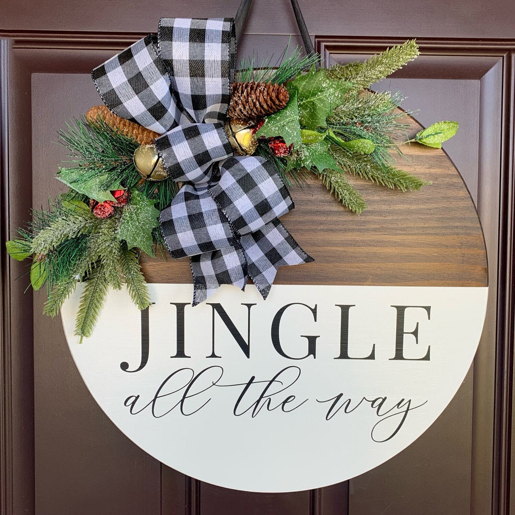 Jingle All the Way Door Hanger - Modern Christmas Wreath