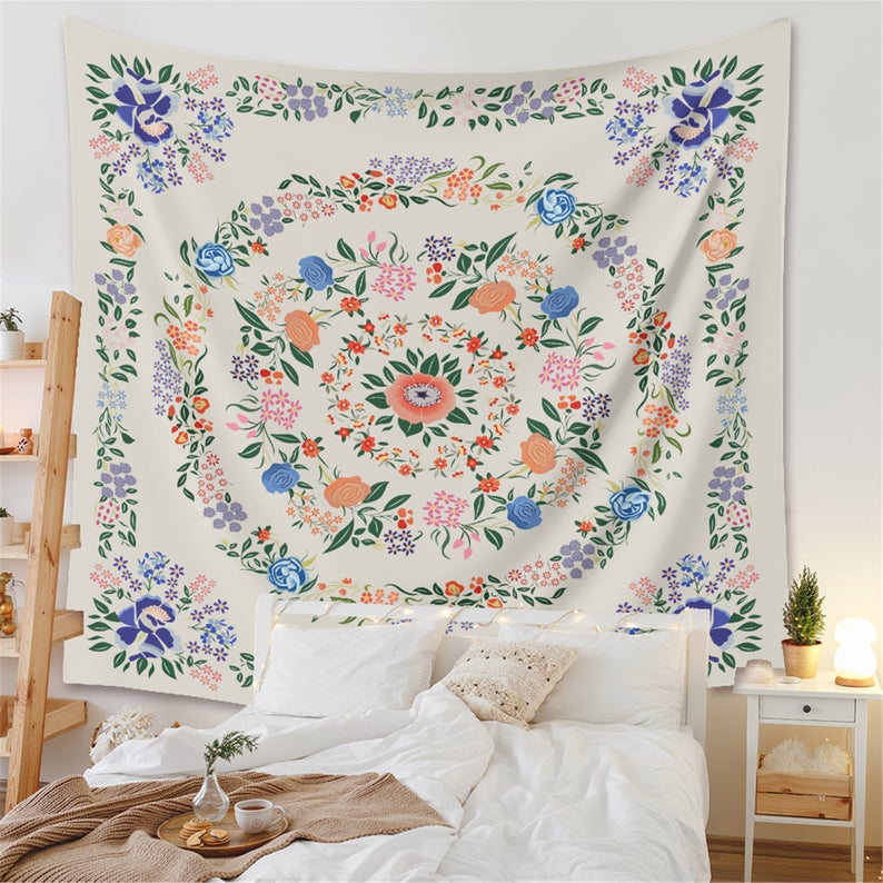 Mandala Floral Tapestry,Wall hangings Tapestry,Wall Art Tapestries,wall decor tapestry,Living room,bedroom background decor