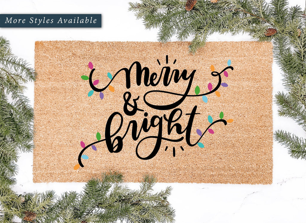 Merry & Bright Doormat - Christmas Lights Doormat