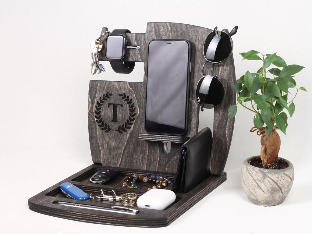 Personalized Wood Docking Station - Valentine's Day Gift for Him
