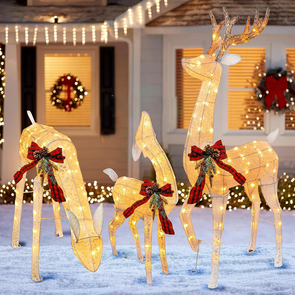 Outdoor Christmas Decor - Pre Lit Reindeers