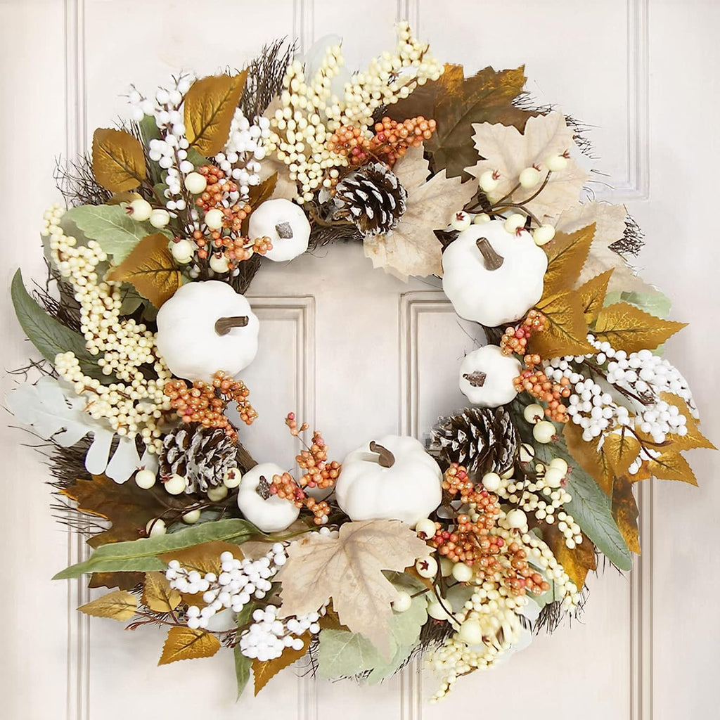 Neutral Pumpkin and Berry Fall Wreath - Best Fall Wreaths