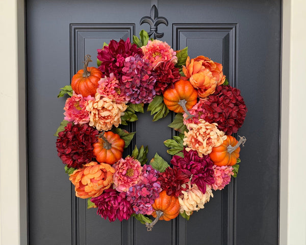 Pumpkin Fall Wreath - Floral Fall Wreath - Fall Decor - Best Fall Wreaths