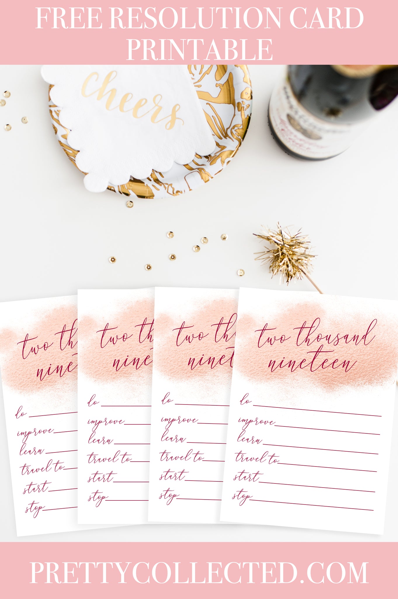 FREE New Years Resolution Printable - Free Printable Resolution Cards - Pretty Collected