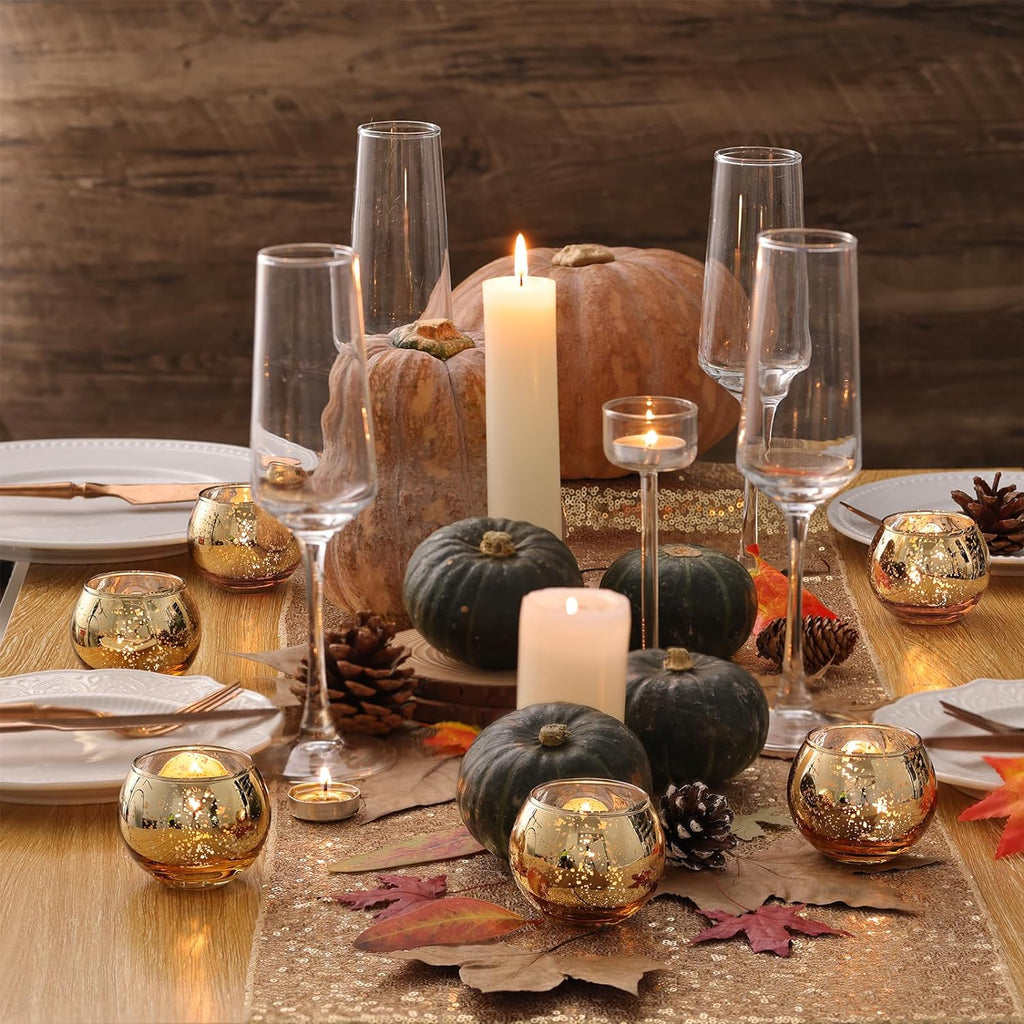 Mercury Glass Candle Holder for Thanksgiving Table Setting