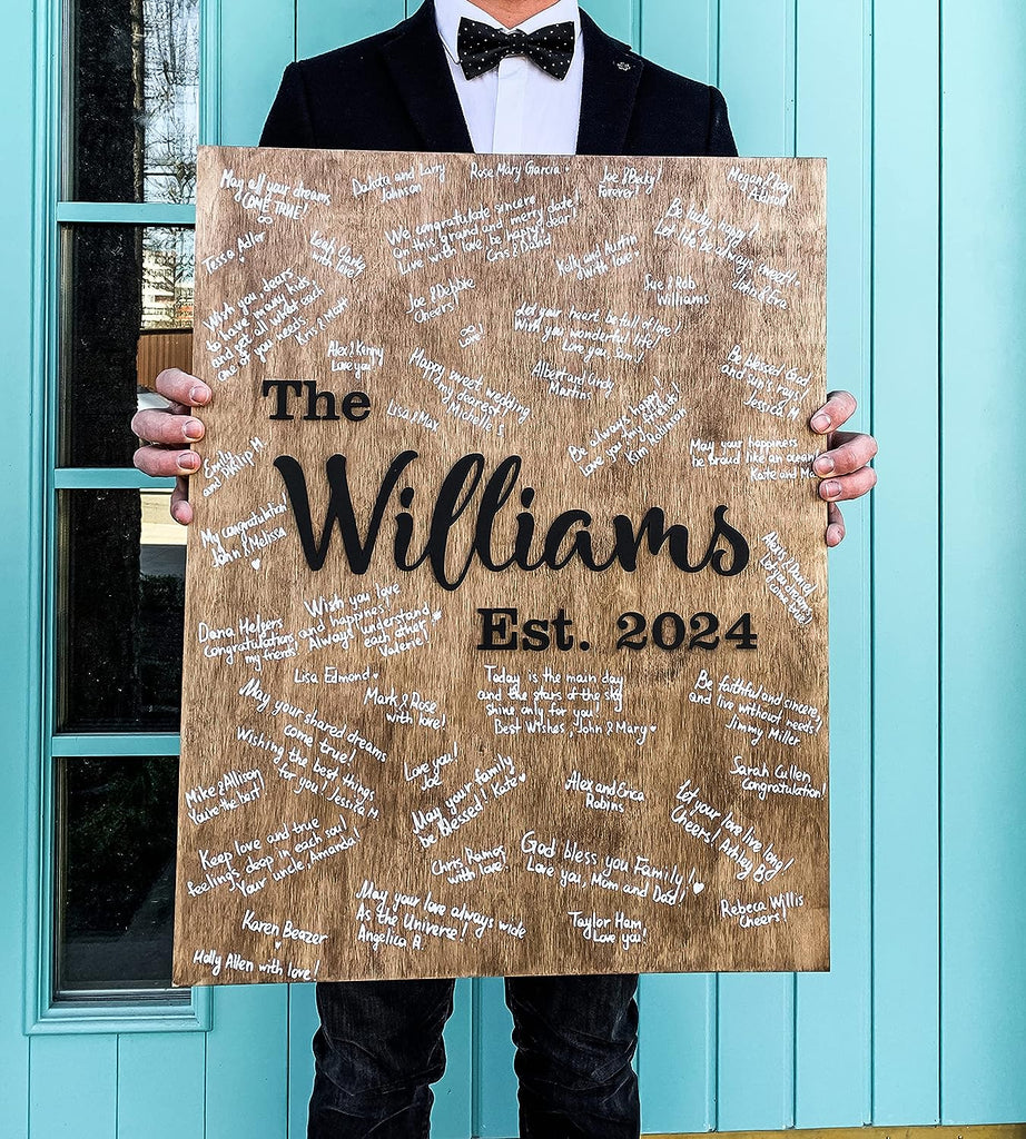 Personalized Rustic Wood Sign for Wedding Guest Book Alternative