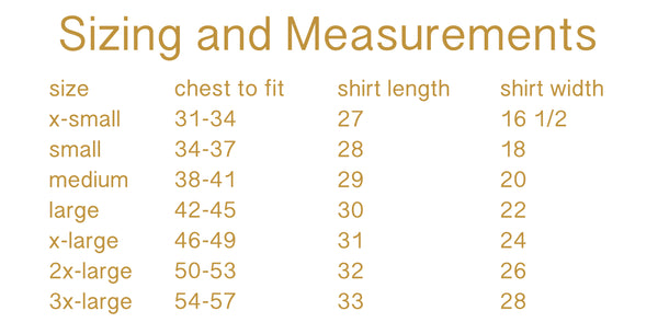 T Shirt Sizing Guide