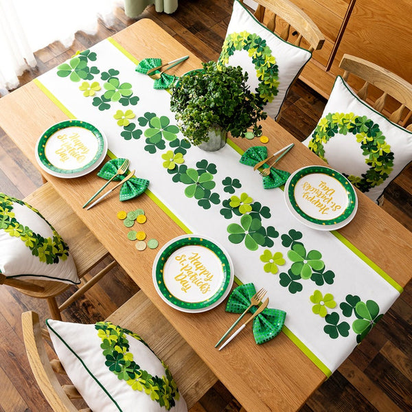 St Patricks Day 3D Handcrafted Shamrock Table Runner