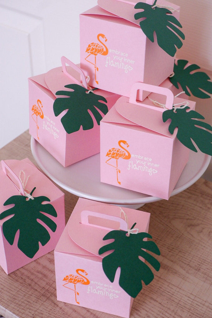 Tropical Baby Shower Favors - Flamingo Gift Boxes