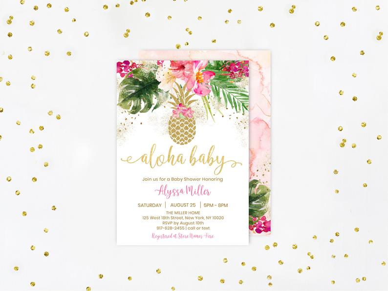 Tropical Baby Shower Invitation - Printable Aloha Invitation 