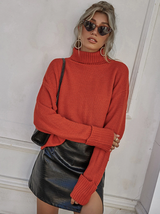 Turtleneck Drop Shoulder Sweater - Fall Outfit - Friendsgiving outfit ...