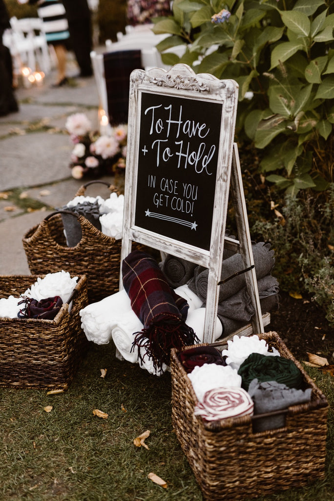Wedding Blanket Station - Outdoor Wedding Ideas - Fall Wedding