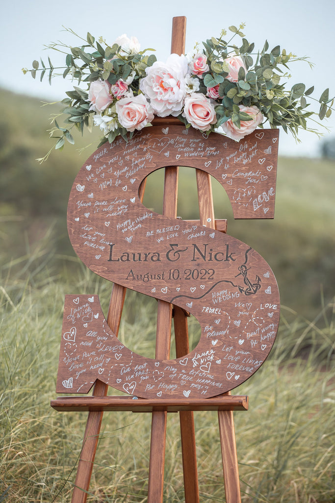 Custom Letter Wood Sign - Wedding Guest Book Alternative