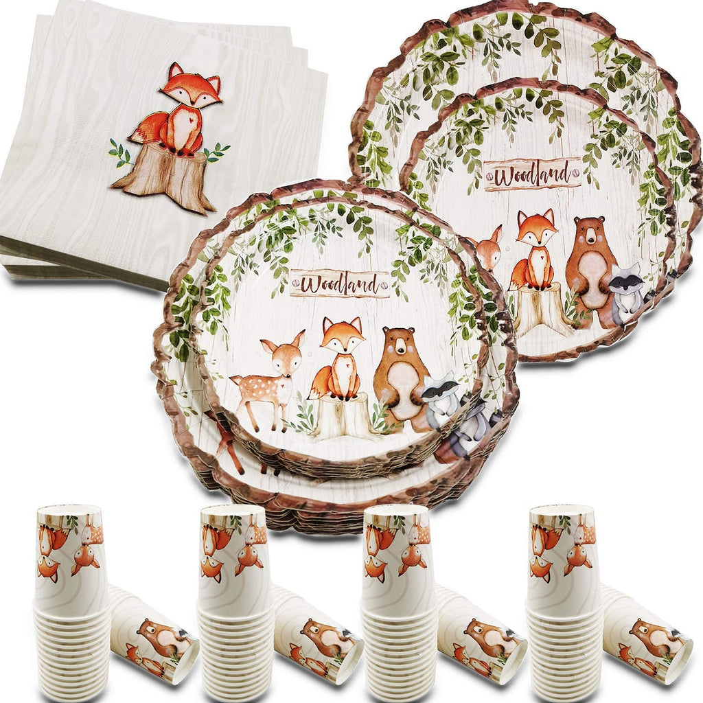 Woodland Theme Baby Shower Plates and Cups