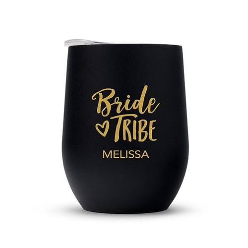 Custom Gift for Her - Wine Tumbler Personalized with Floral Initials, Name and Title or Date from BluChi