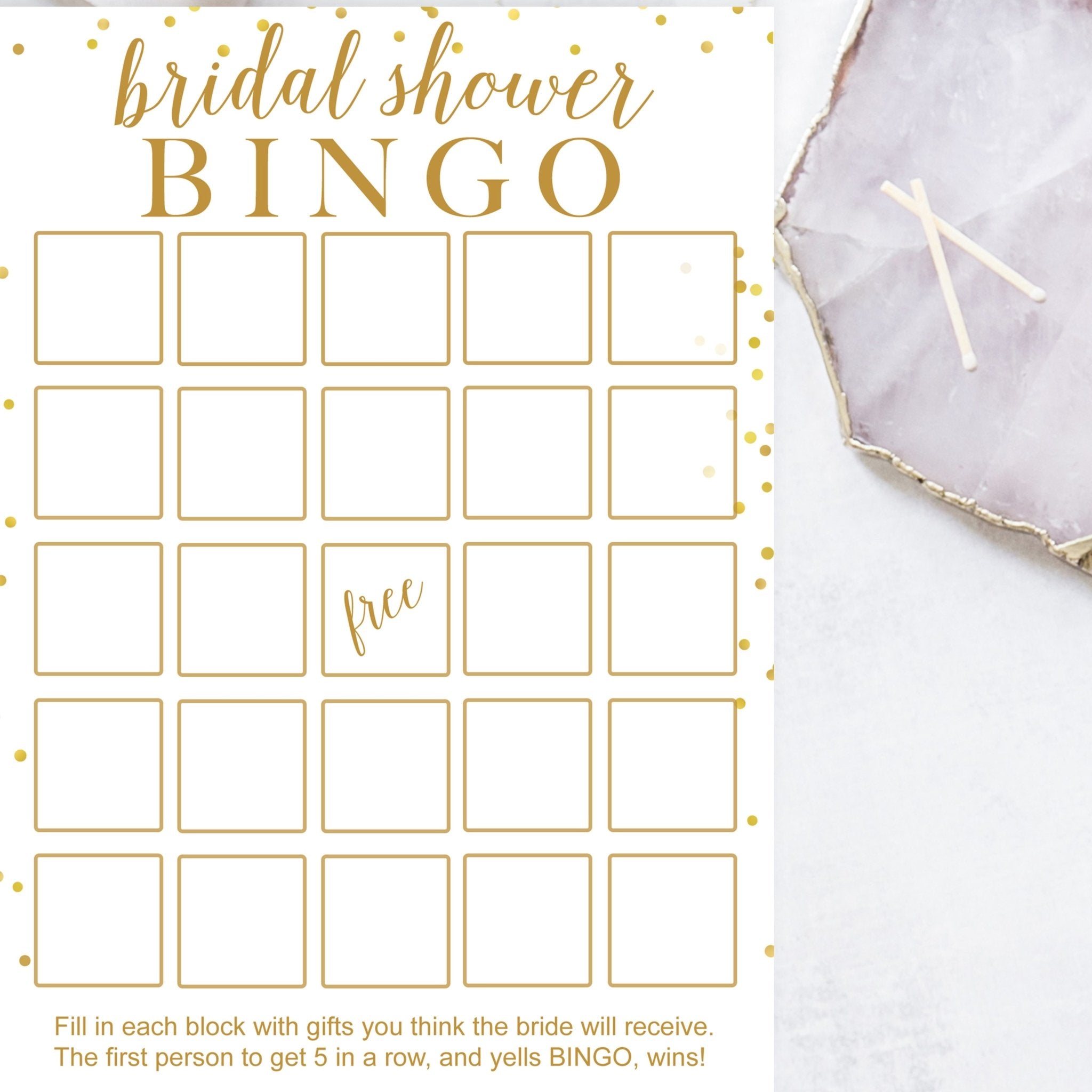 Free printable bridal shower bingo game cards