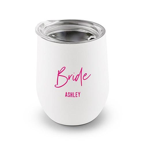 Custom Gift for Her - Wine Tumbler Personalized with Floral Initials, Name and Title or Date from BluChi