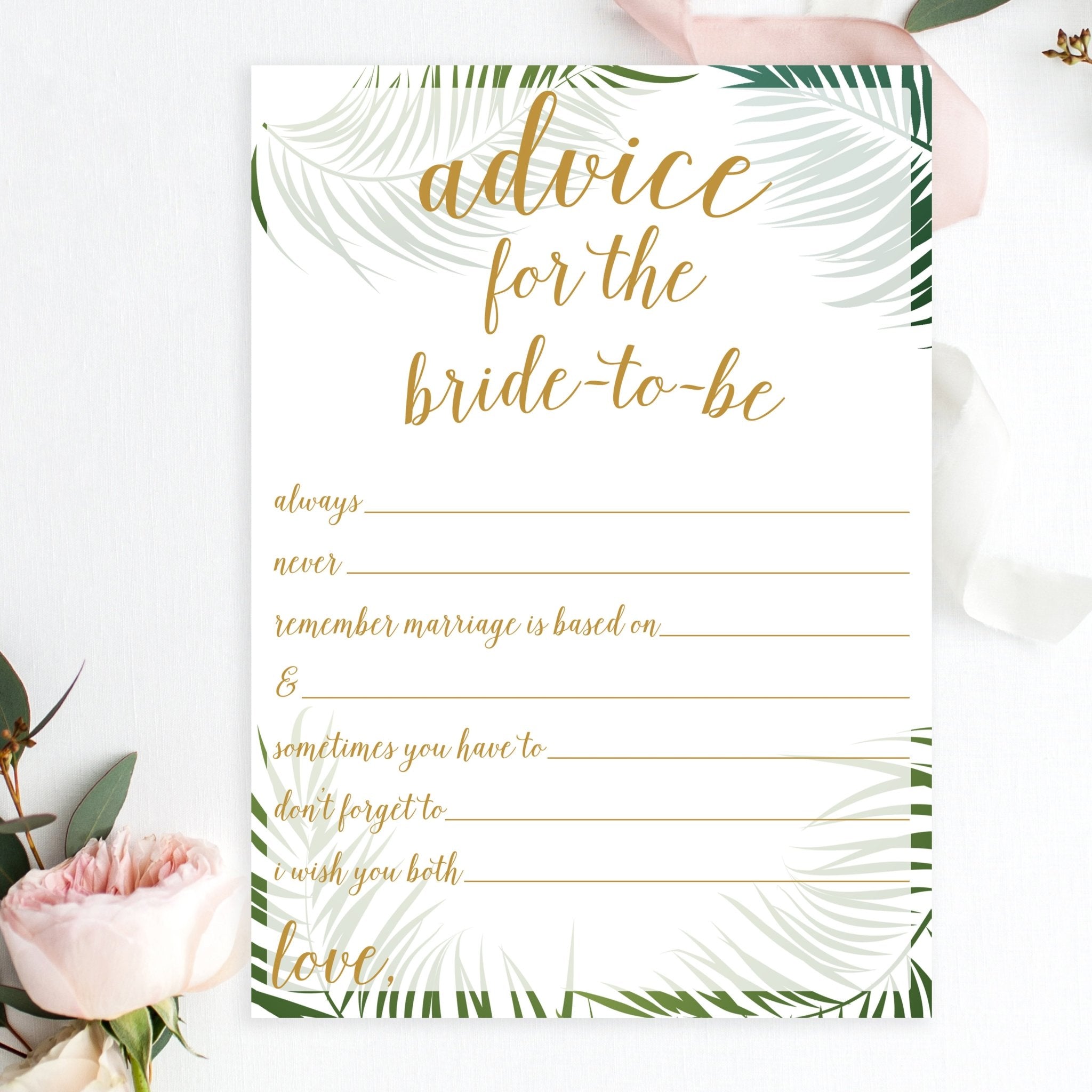 Free Printable Bridal Advice Cards