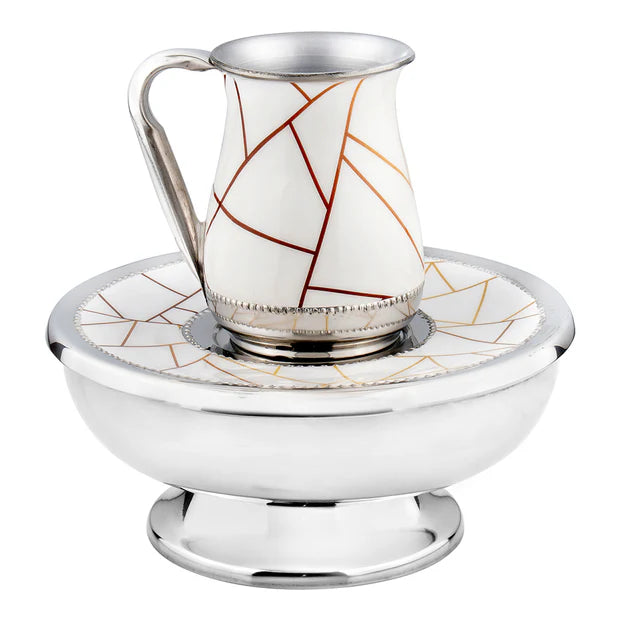 Mayim Achronim set with white Pattern Design