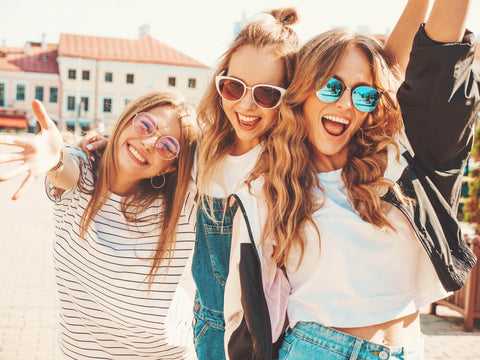 girl friends wearing sunglasses