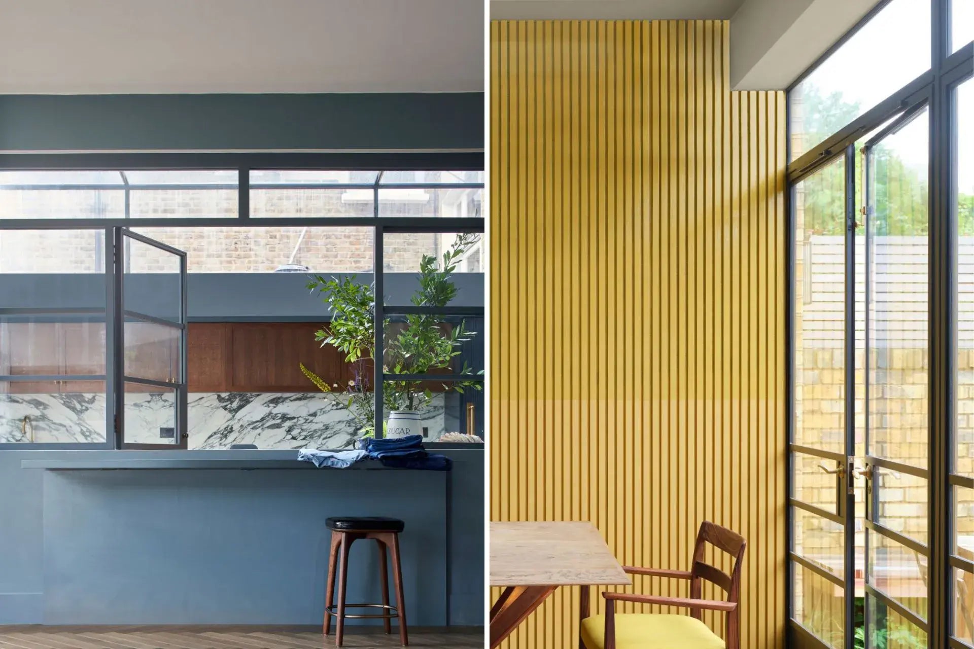 Farrow and Ball De Nimes No. C299 and India Yellow No. 66